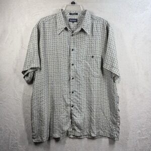 Marc Edwards‎ Men's Printed 100% Silk Button Down Shirt Men's Size XL 90s VTG